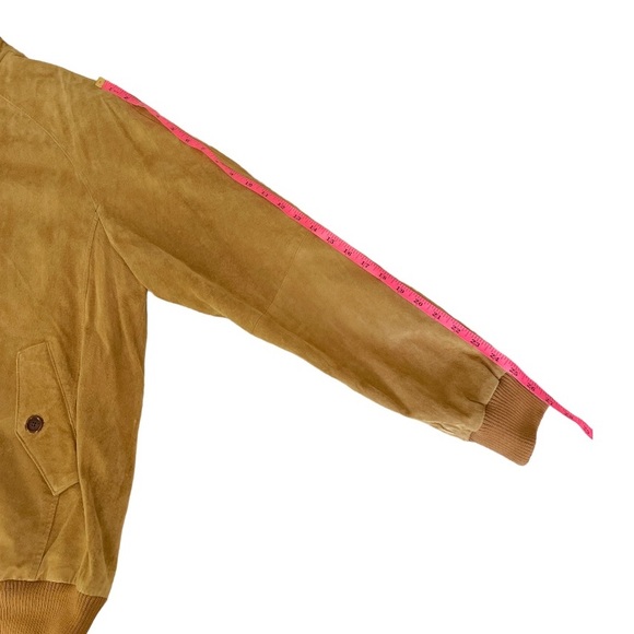Orvis Mens Camel Tan Suede Leather Bomber Jacket, Size Large - Picture 15 of 16